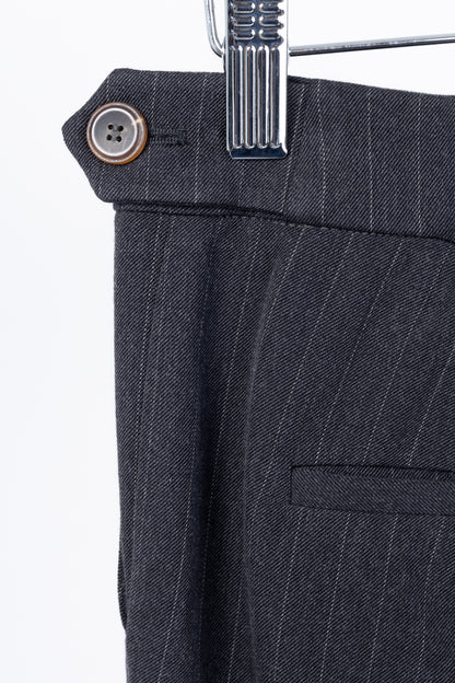 Brunello Cucinelli Grey Wool-Blend Pinstripe Knee-Detail Trousers