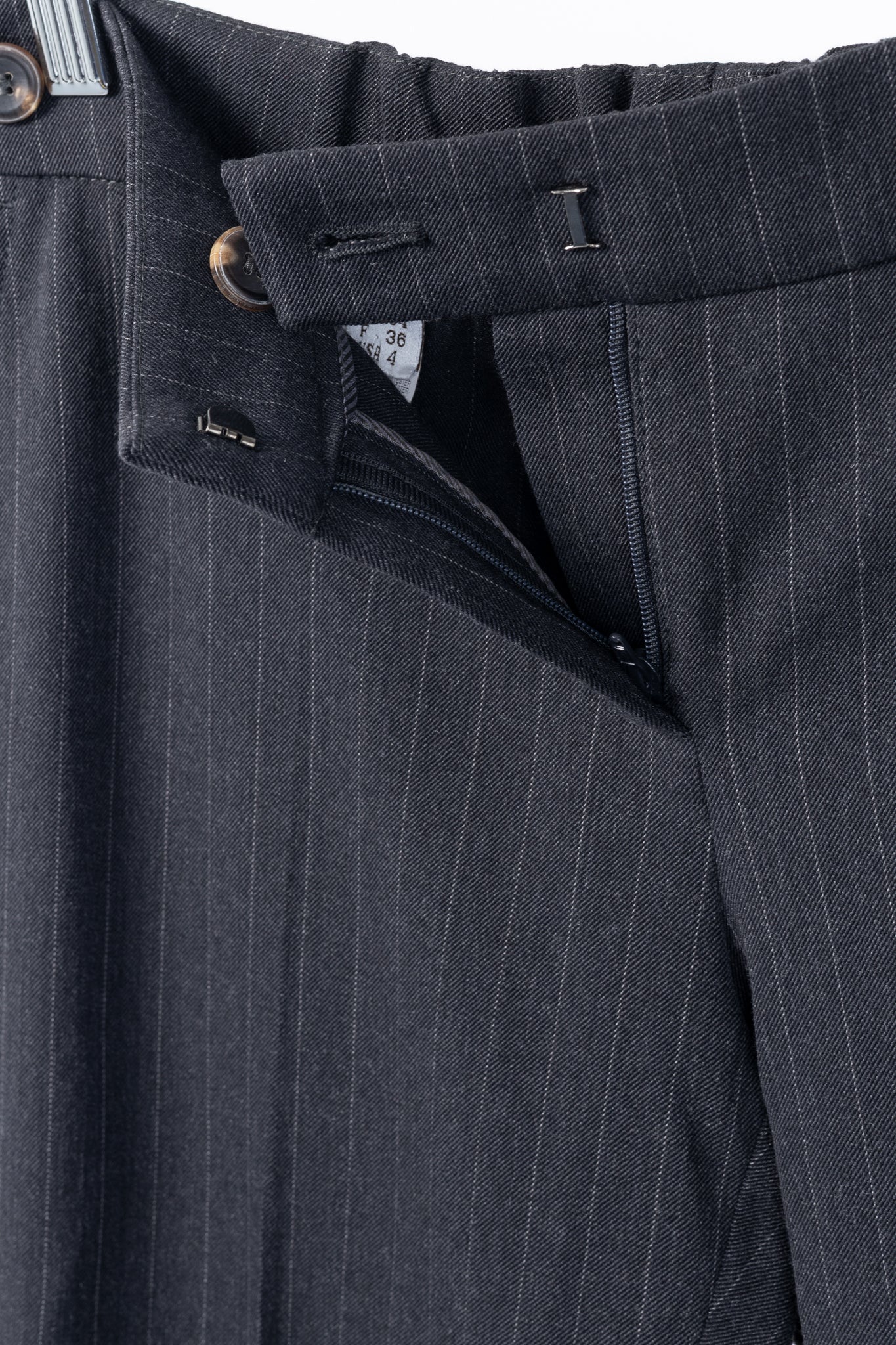 Brunello Cucinelli Grey Wool-Blend Pinstripe Knee-Detail Trousers