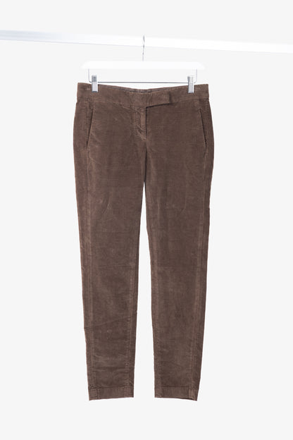 Brunello Cucinelli Brown Velvet Slim-Fit Pants