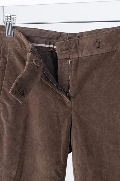 Brunello Cucinelli Brown Velvet Slim-Fit Pants