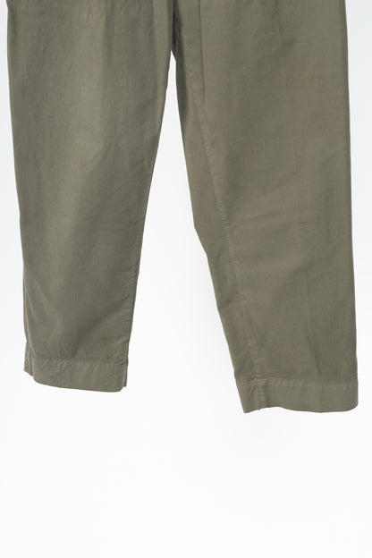Brunello Cucinelli AW/22 Green Cotton Monili-Beaded Pleated Tapered Pants