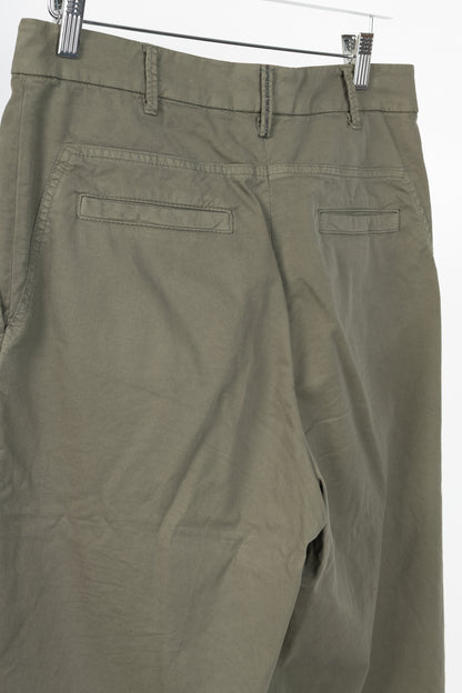 Brunello Cucinelli AW/22 Green Cotton Monili-Beaded Pleated Tapered Pants