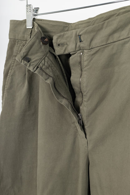 Brunello Cucinelli AW/22 Green Cotton Monili-Beaded Pleated Tapered Pants