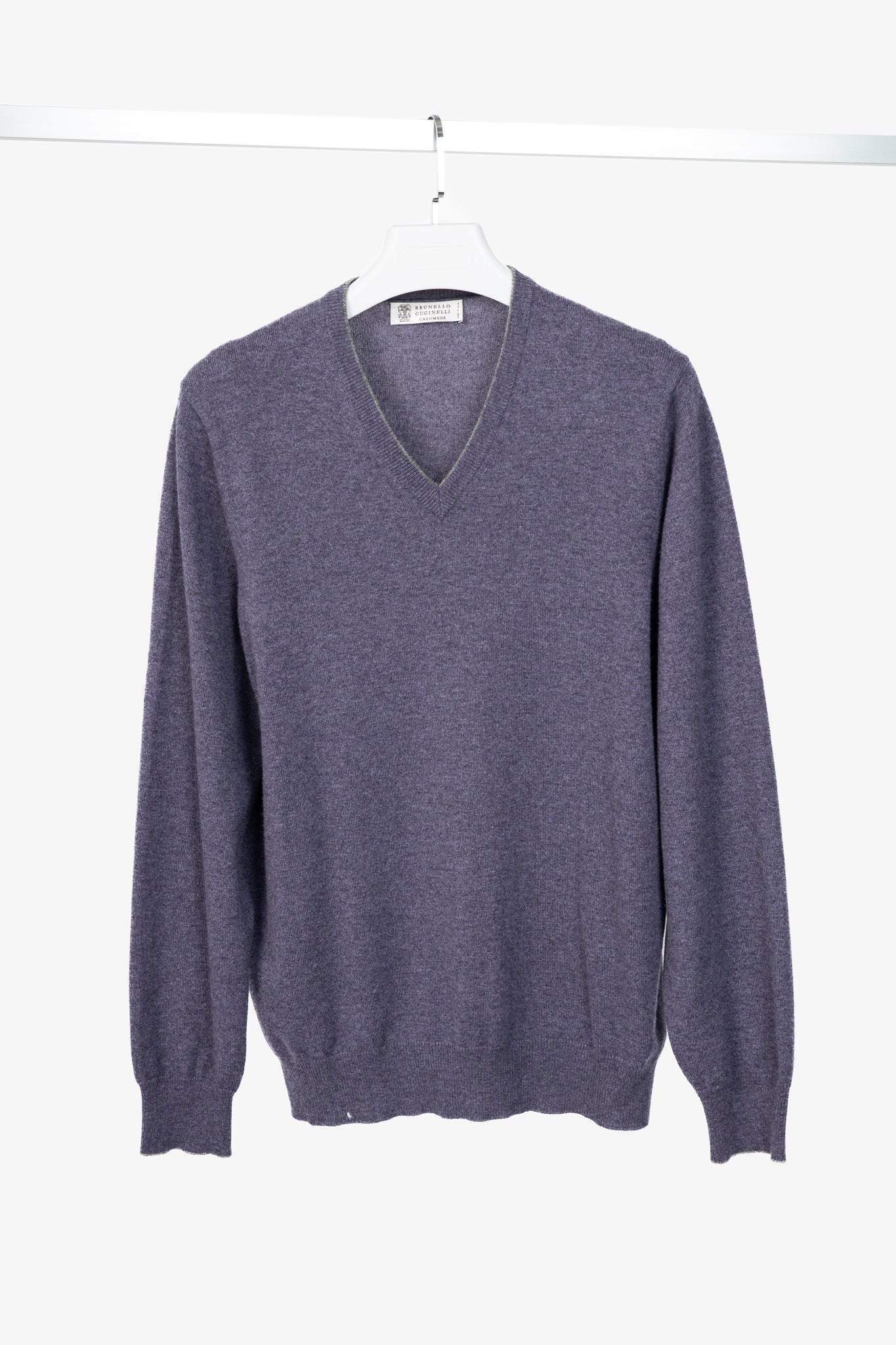 Brunello Cucinelli Purple Cashmere-Knit V-Neck Sweater