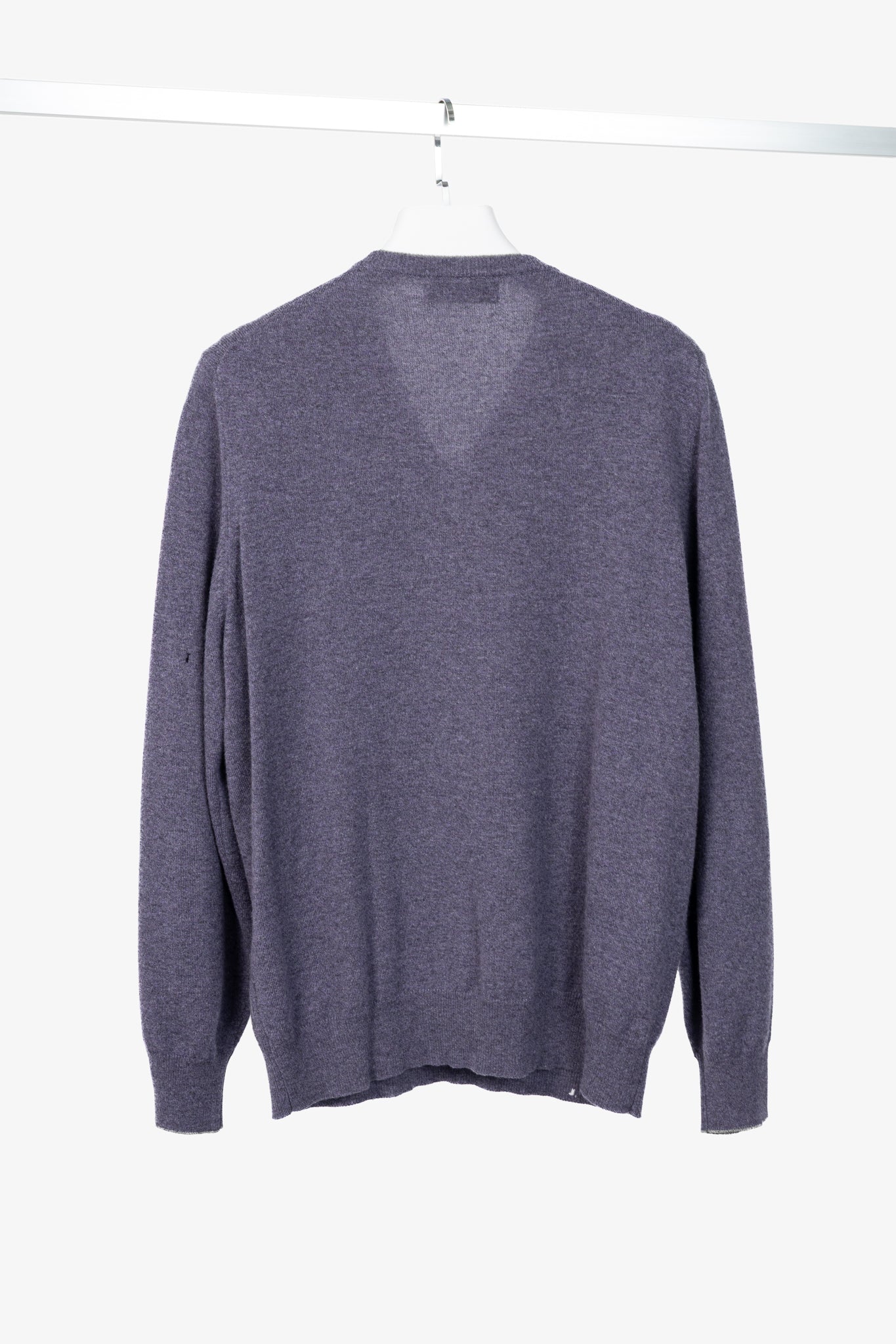 Brunello Cucinelli Purple Cashmere-Knit V-Neck Sweater