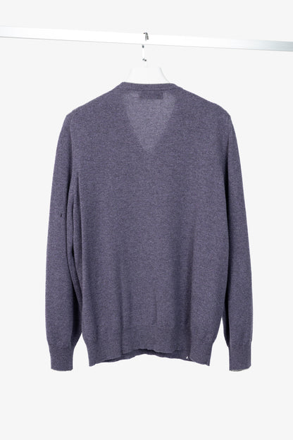 Brunello Cucinelli Purple Cashmere-Knit V-Neck Sweater