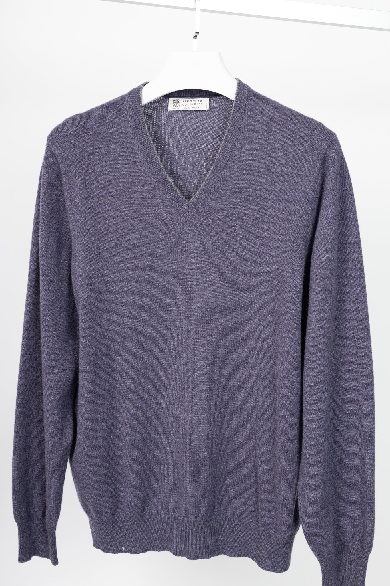 Brunello Cucinelli Purple Cashmere-Knit V-Neck Sweater
