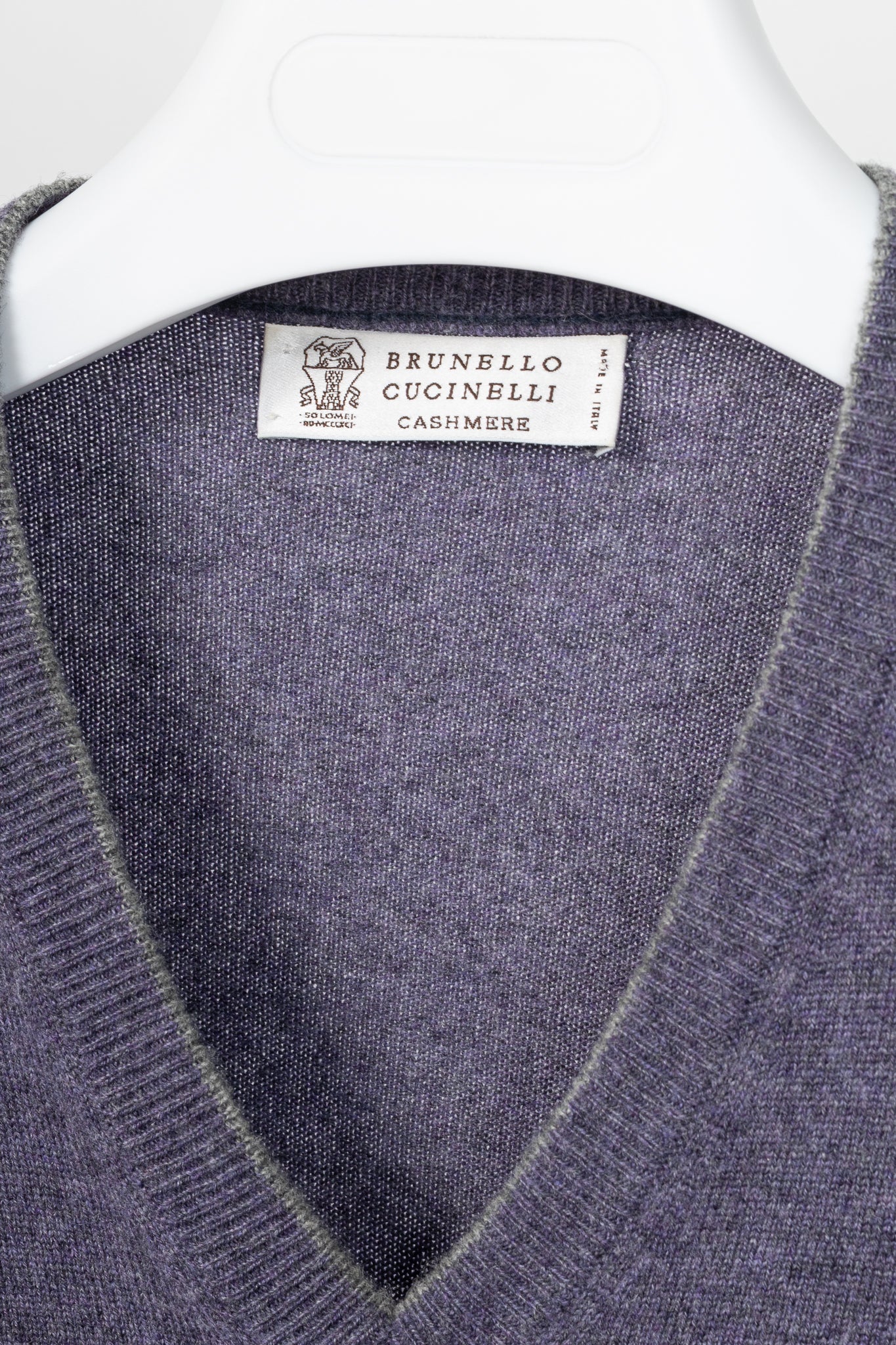 Brunello Cucinelli Purple Cashmere-Knit V-Neck Sweater