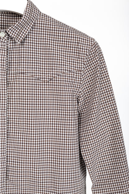 Brunello Cucinelli Brown Gingham Cotton Monili-Embellished Buttoned Western Shirt