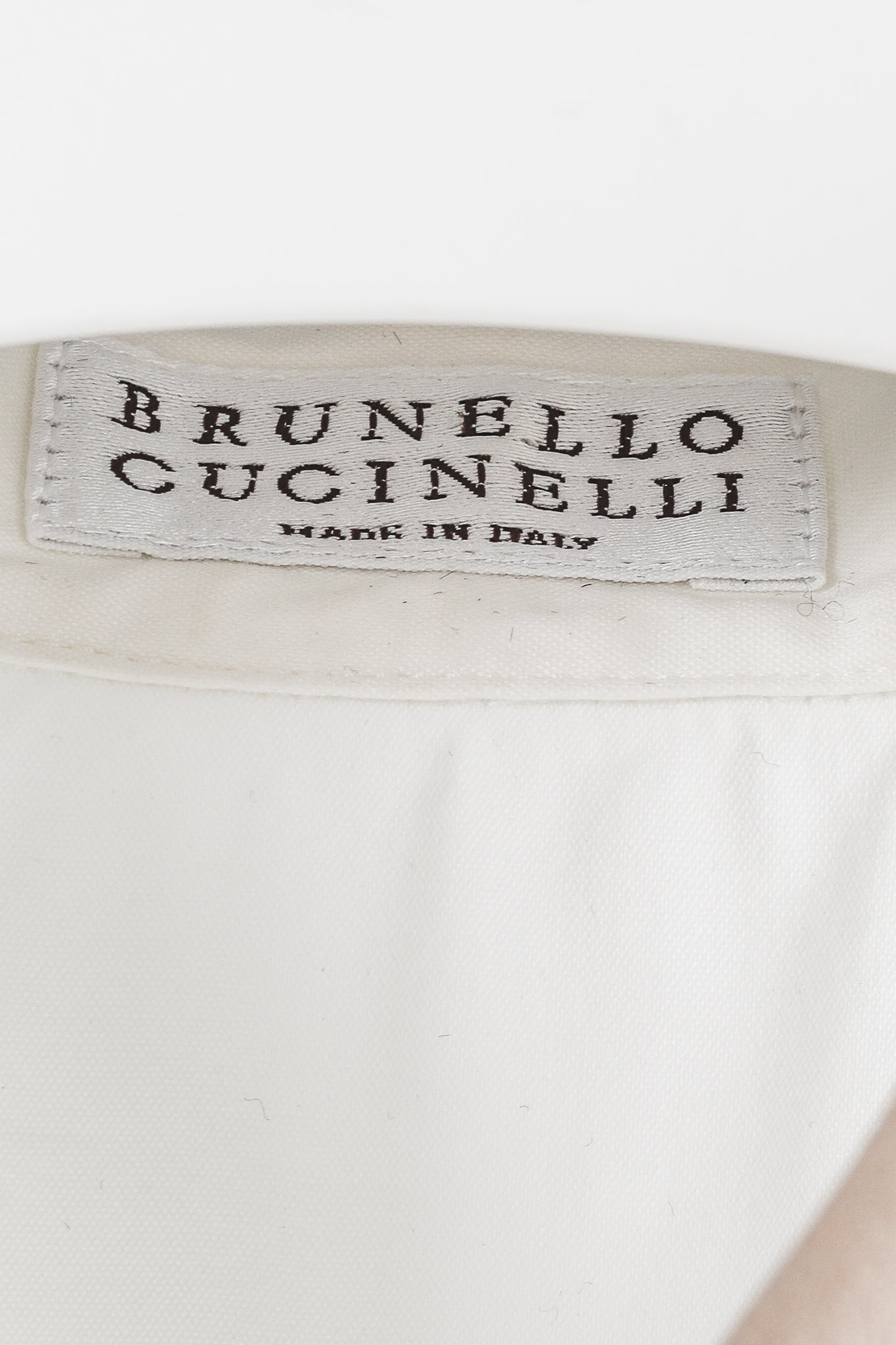 Brunello Cucinelli Ivory Cotton-Poplin Silk-Collar Short-Sleeve Shirt