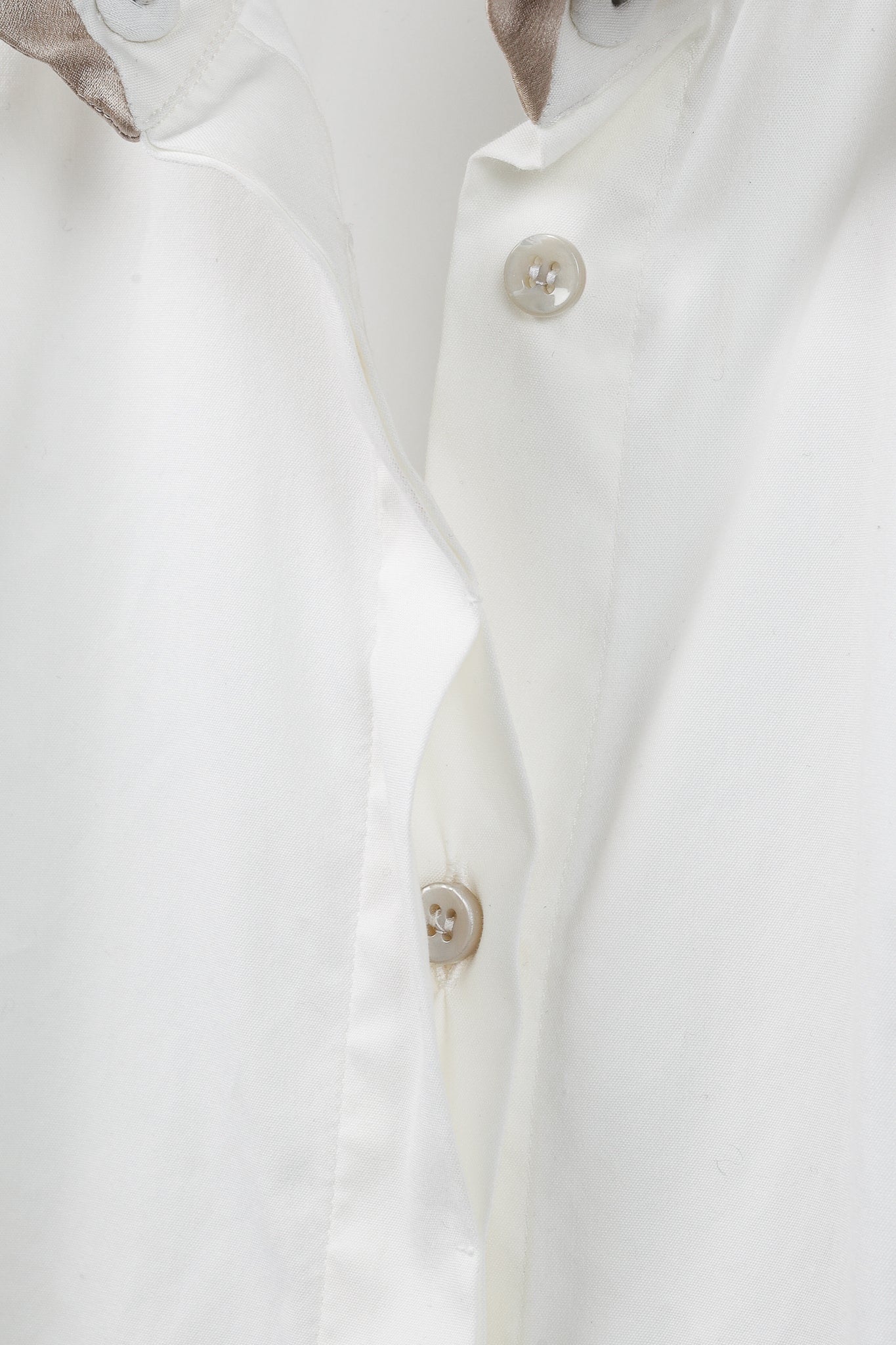 Brunello Cucinelli Ivory Cotton-Poplin Silk-Collar Short-Sleeve Shirt