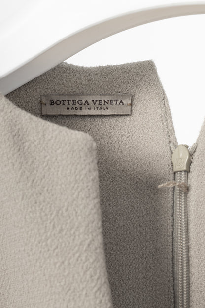 Bottega Veneta AW12 Runway Taupe Wool-Crepe Split-Neck Dress