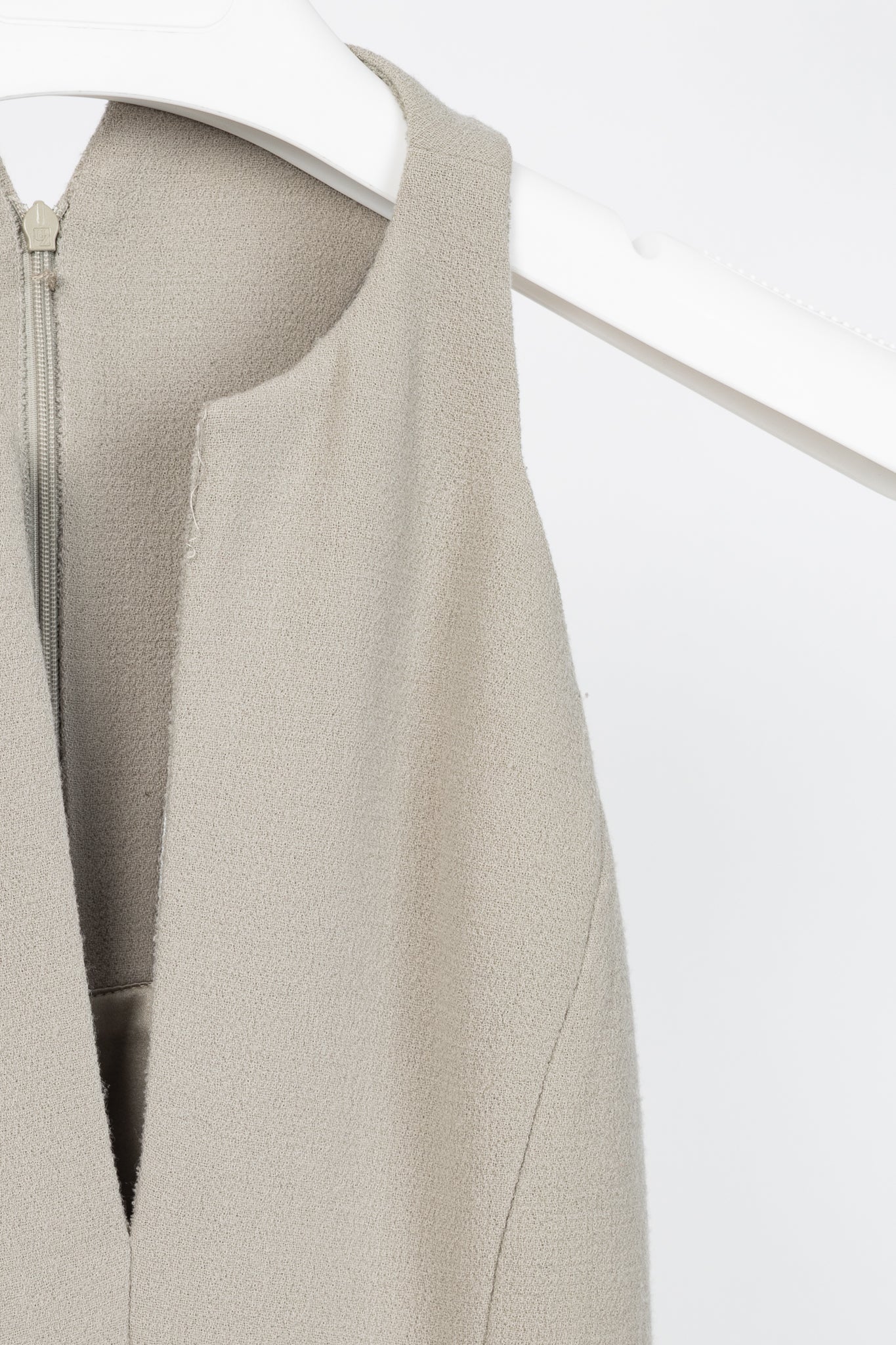 Bottega Veneta AW12 Runway Taupe Wool-Crepe Split-Neck Dress