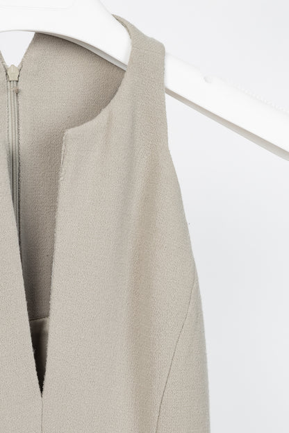 Bottega Veneta AW12 Runway Taupe Wool-Crepe Split-Neck Dress