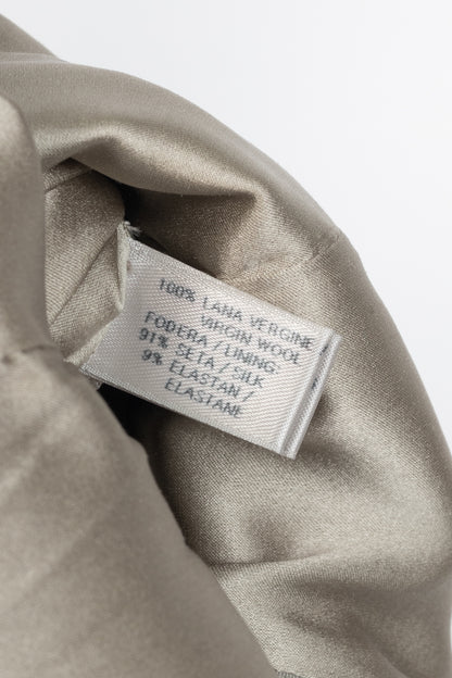 Bottega Veneta AW12 Runway Taupe Wool-Crepe Split-Neck Dress