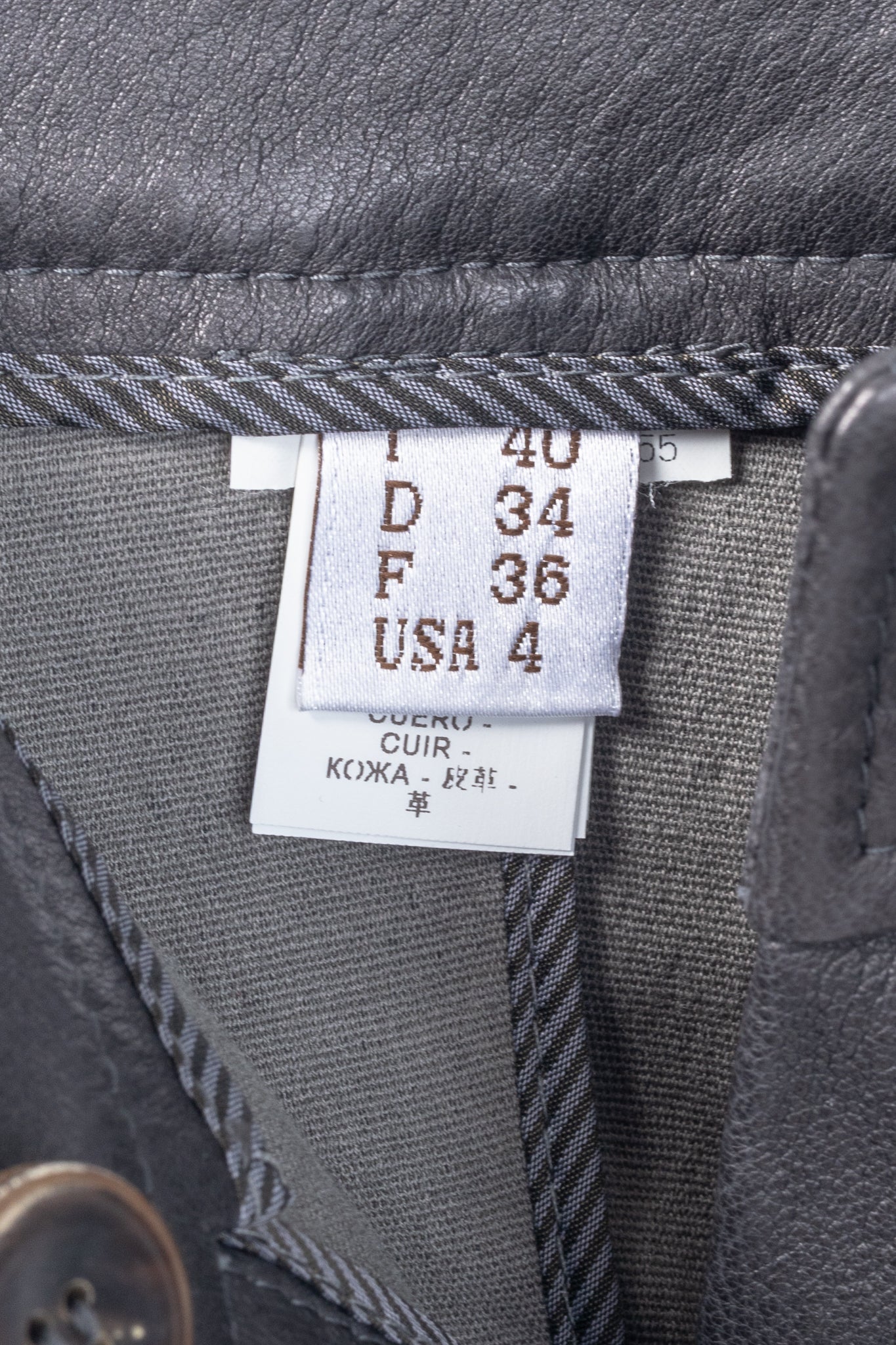 Brunello Cucinelli Grey Leather Quilted Moto Skinny Pants