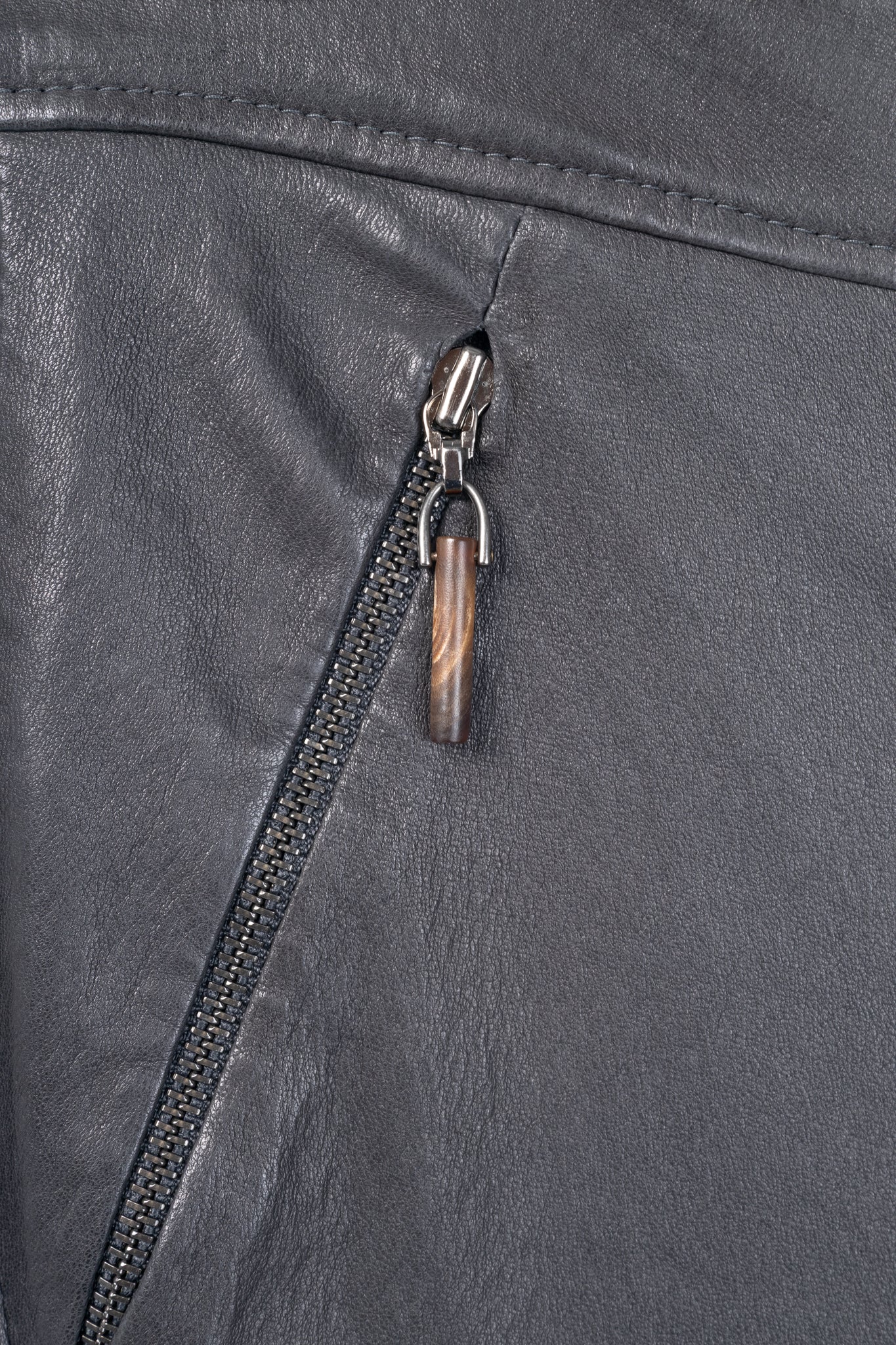 Brunello Cucinelli Grey Leather Quilted Moto Skinny Pants
