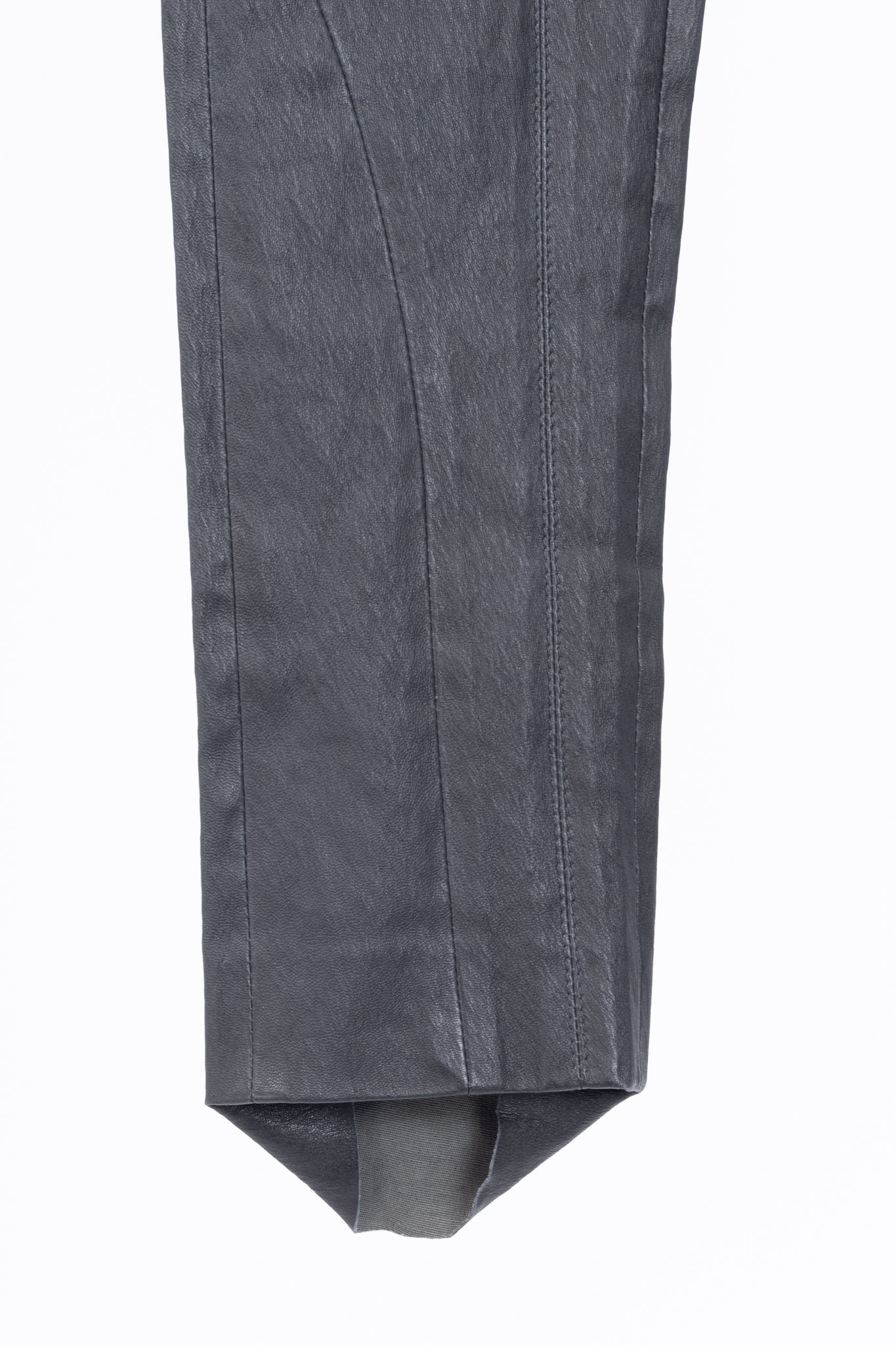 Brunello Cucinelli Grey Leather Quilted Moto Skinny Pants
