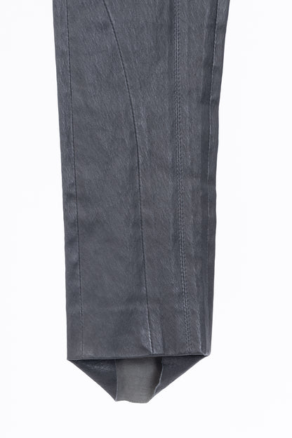 Brunello Cucinelli Grey Leather Quilted Moto Skinny Pants