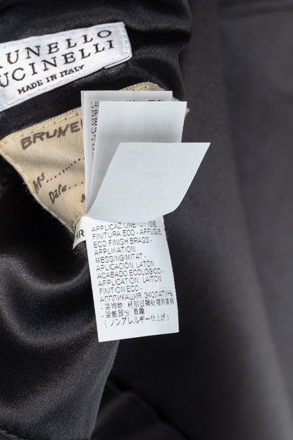 Brunello Cucinelli Taupe Suede Monili-Neck Jacket
