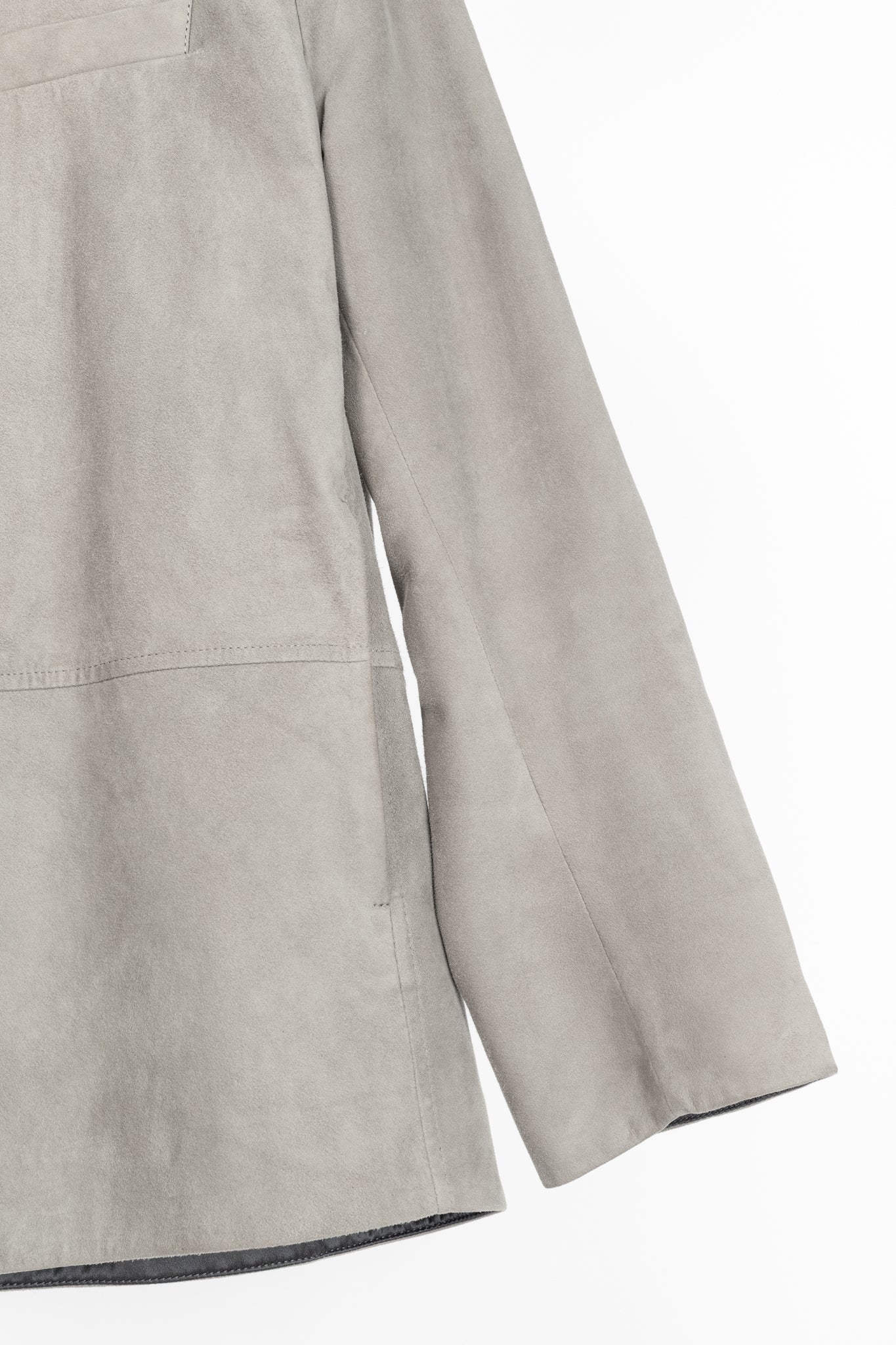 Brunello Cucinelli Taupe Suede Monili-Neck Jacket