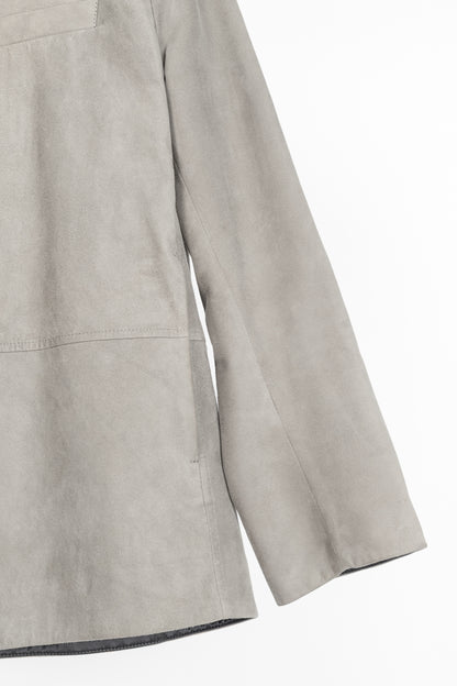 Brunello Cucinelli Taupe Suede Monili-Neck Jacket