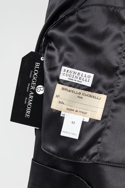 Brunello Cucinelli Taupe Suede Monili-Neck Jacket