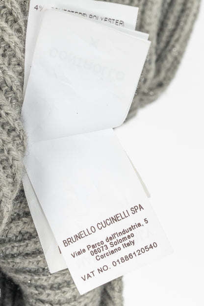 Brunello Cucinelli AW22 Grey Cashmere-Blend Sequin Turtleneck Sweater