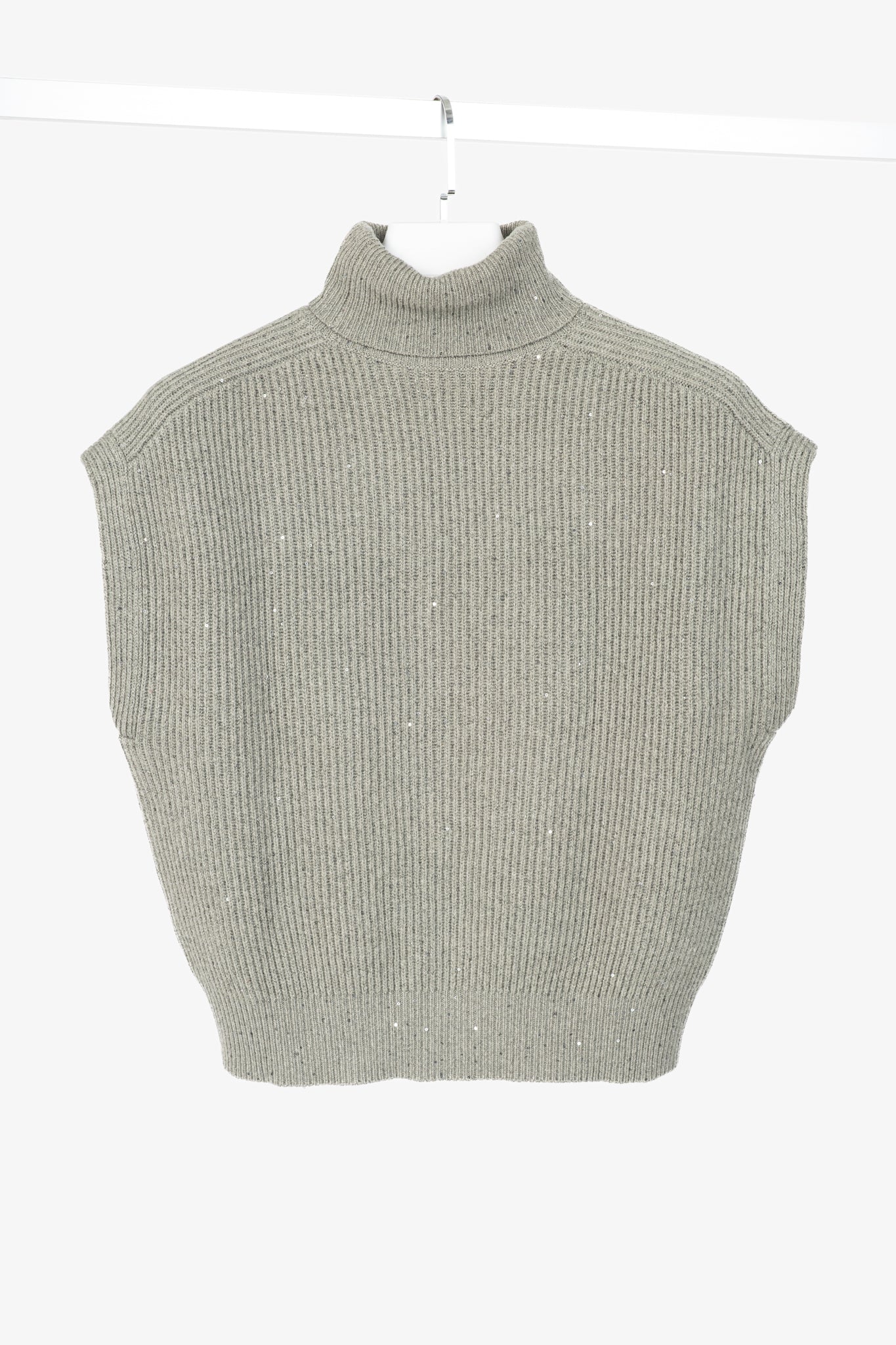 Brunello Cucinelli AW22 Grey Cashmere-Blend Sequin Turtleneck Sweater