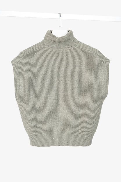 Brunello Cucinelli AW22 Grey Cashmere-Blend Sequin Turtleneck Sweater