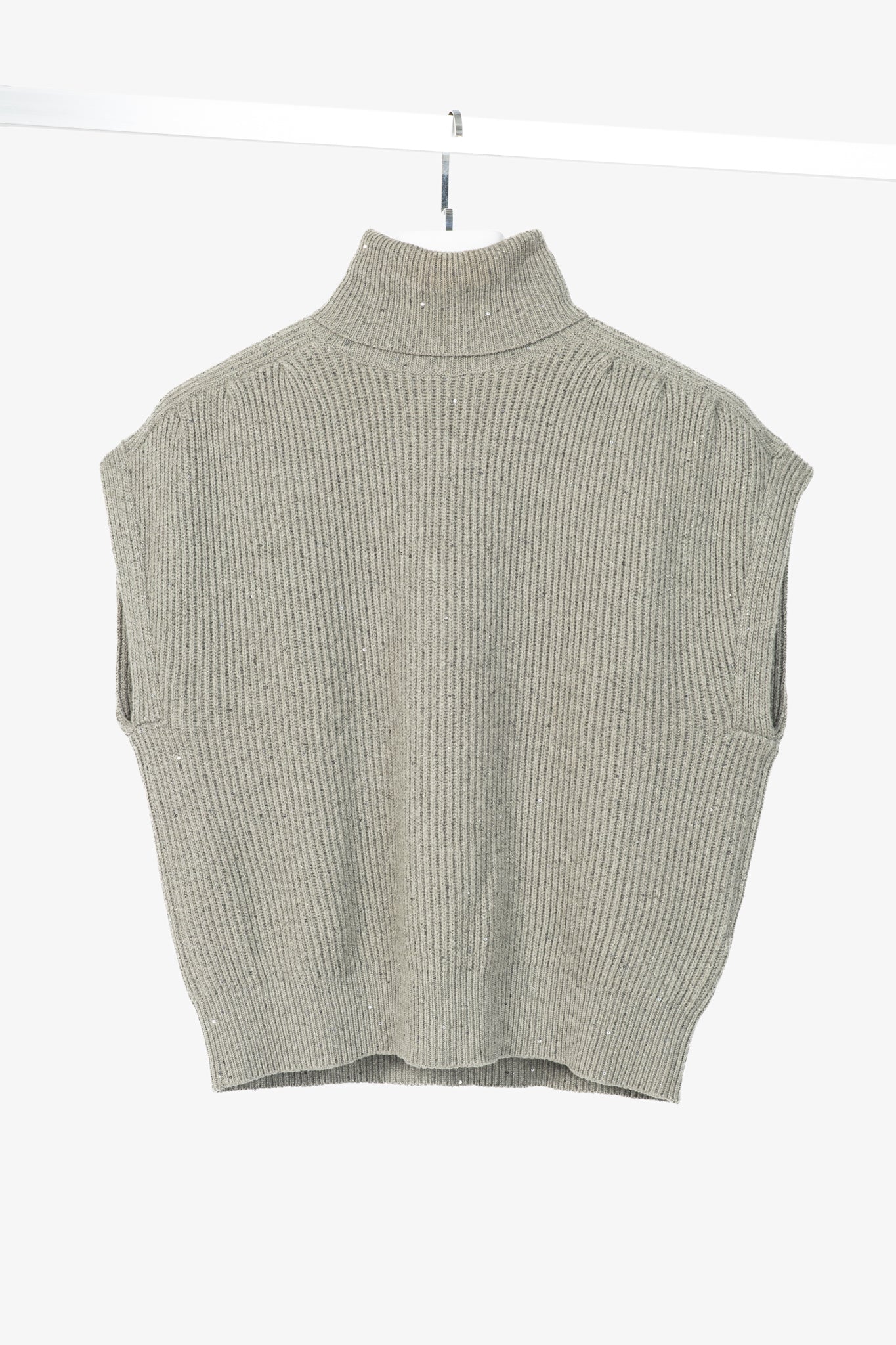 Brunello Cucinelli AW22 Grey Cashmere-Blend Sequin Turtleneck Sweater