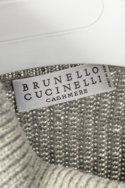 Brunello Cucinelli AW22 Grey Cashmere-Blend Sequin Turtleneck Sweater
