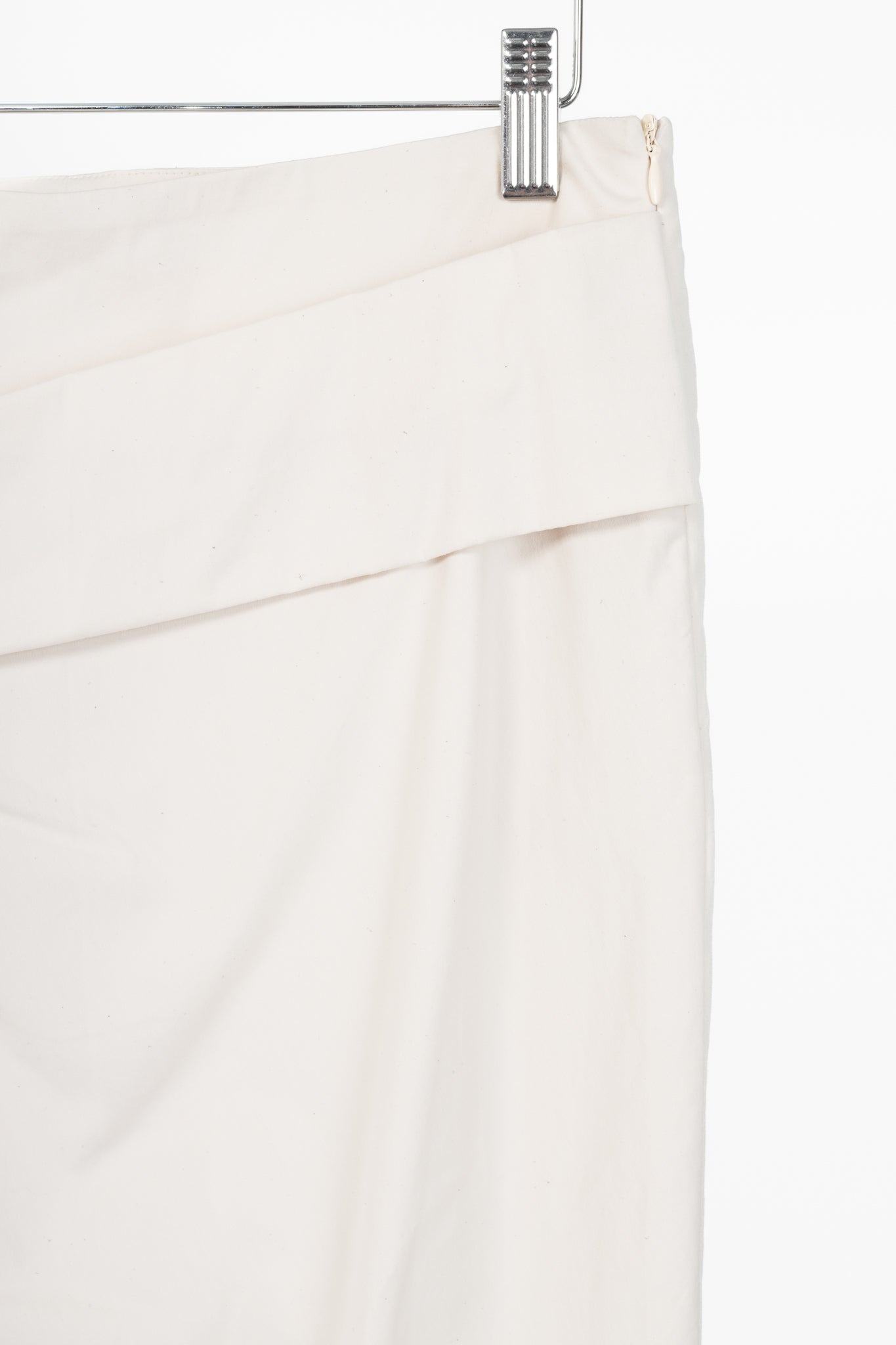 Brunello Cucinelli Ivory Pleated-Waist Cotton Pencil Skirt