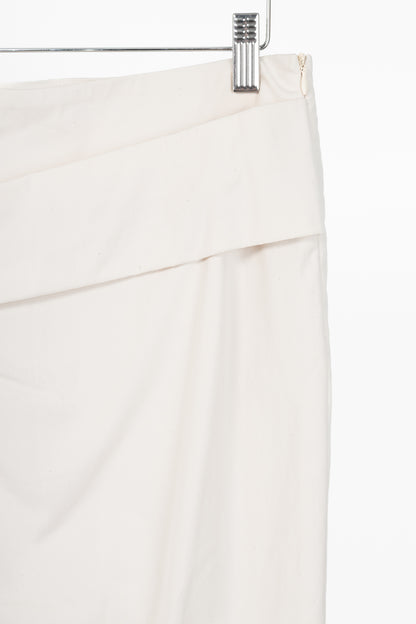 Brunello Cucinelli Ivory Pleated-Waist Cotton Pencil Skirt