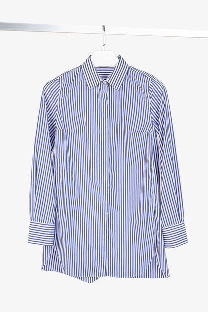 Brunello Cucinelli AW/16 Blue White Striped Monili-Bead Shirt