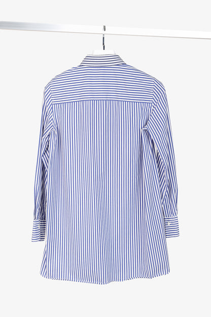 Brunello Cucinelli AW/16 Blue White Striped Monili-Bead Shirt