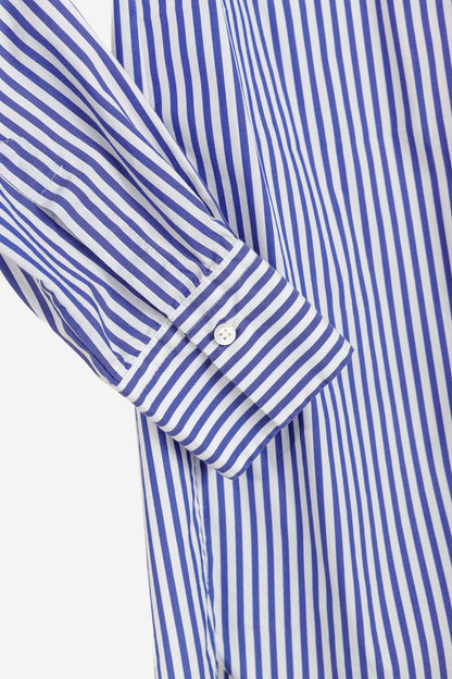 Brunello Cucinelli AW/16 Blue White Striped Monili-Bead Shirt