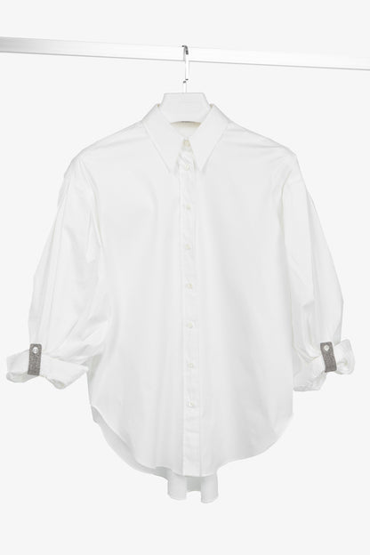Brunello Cucinelli SS/21 White Cotton Monili-Tab Buttoned Shirt