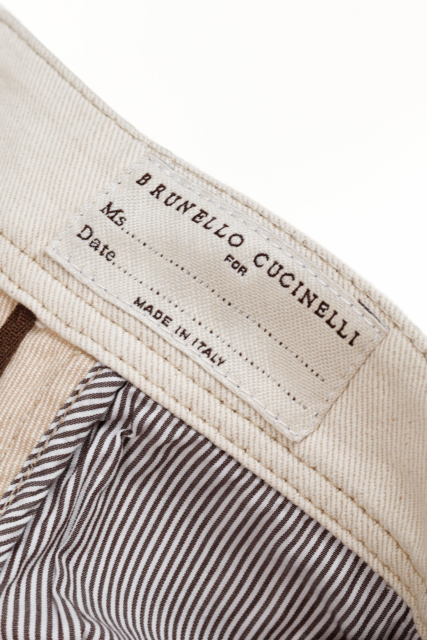 Brunello Cucinelli SS/20 Cream Monili-Bead Distress-Cuff Jeans