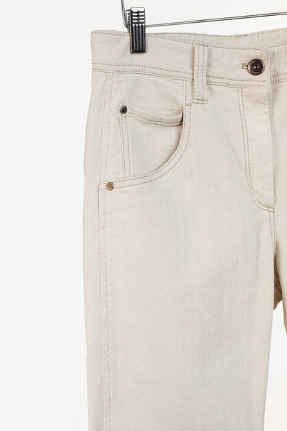 Brunello Cucinelli SS/20 Cream Monili-Bead Distress-Cuff Jeans