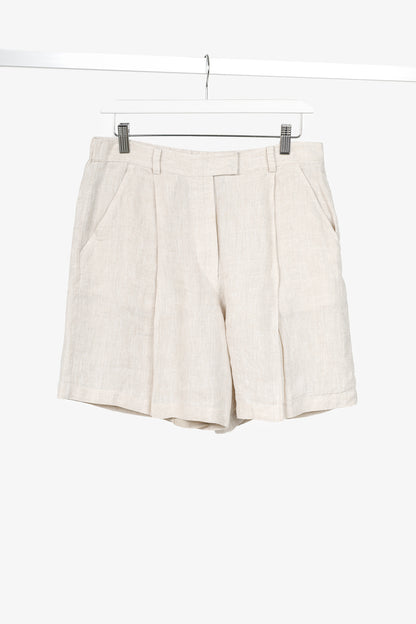 Brunello Cucinelli Beige Linen Pleat-Front Shorts