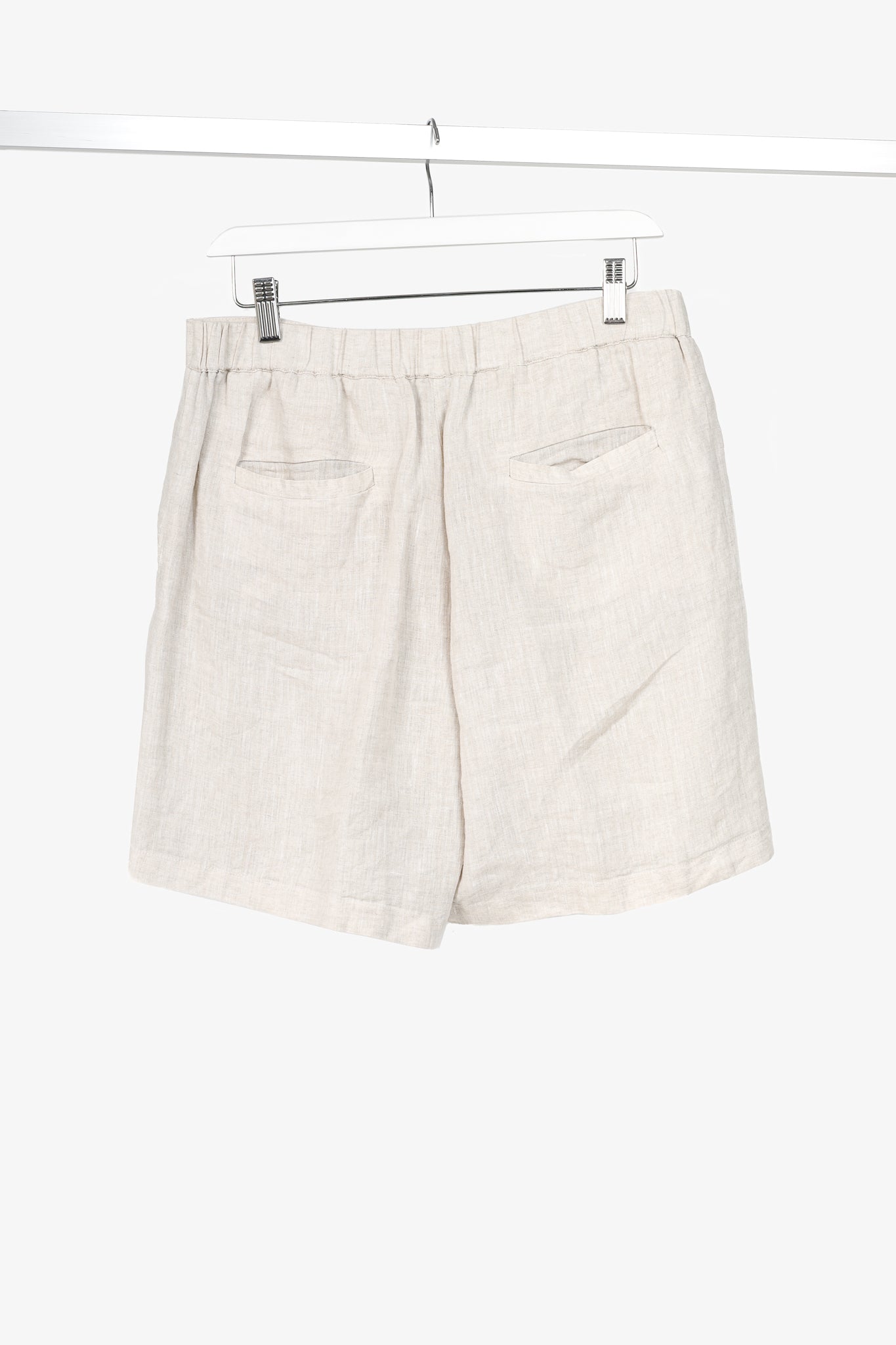 Brunello Cucinelli Beige Linen Pleat-Front Shorts