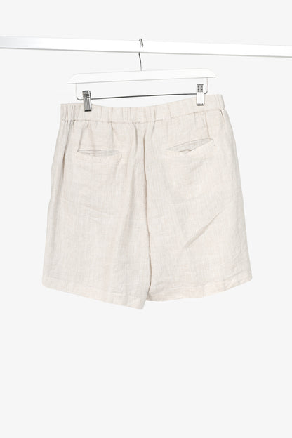 Brunello Cucinelli Beige Linen Pleat-Front Shorts