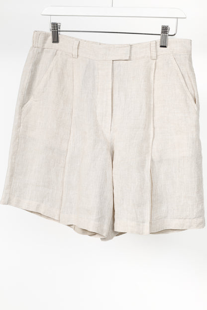 Brunello Cucinelli Beige Linen Pleat-Front Shorts