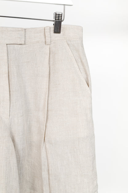 Brunello Cucinelli Beige Linen Pleat-Front Shorts