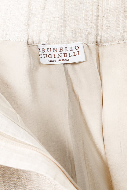 Brunello Cucinelli Beige Linen Pleat-Front Shorts