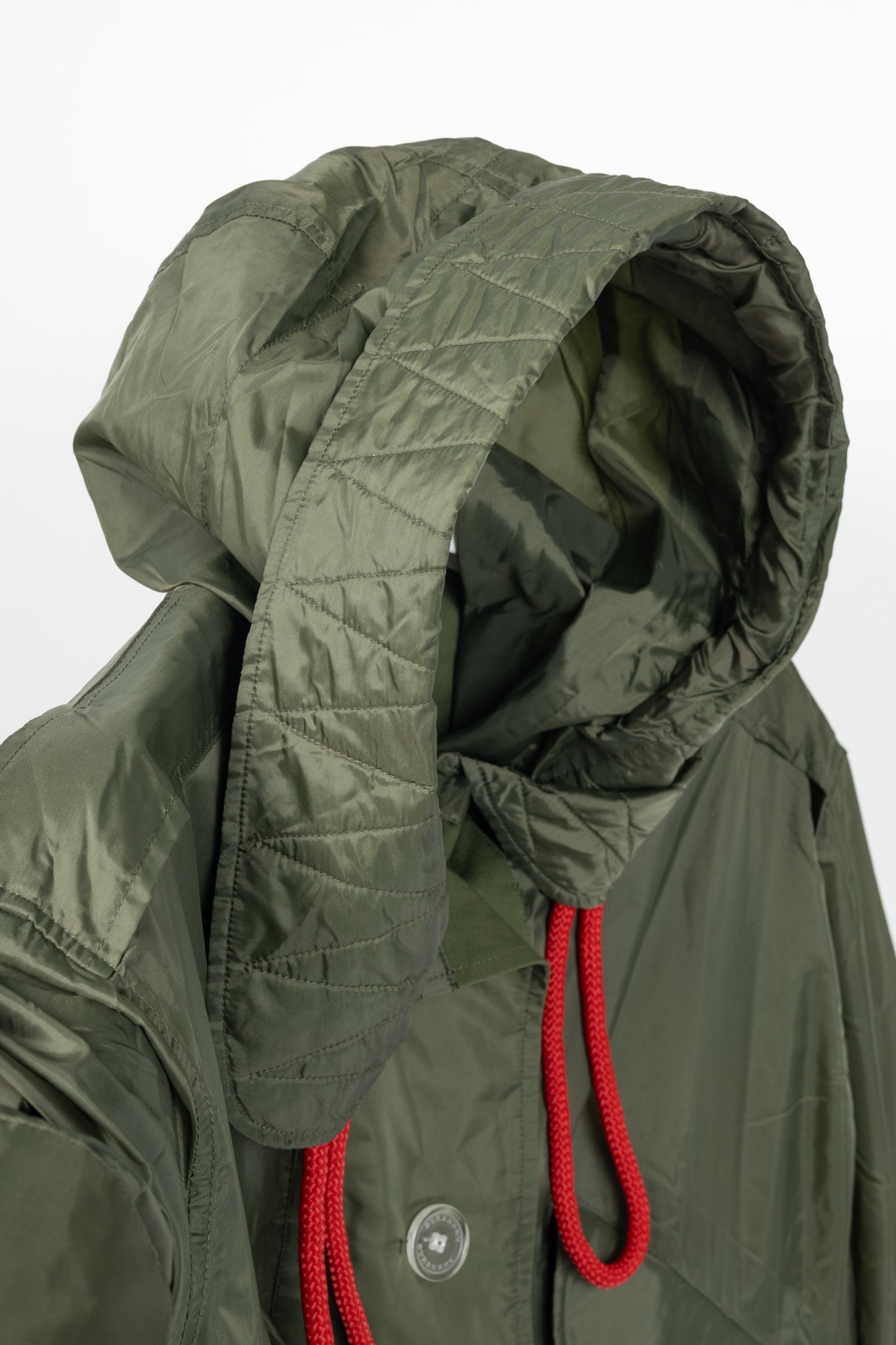 Burberry Green Tape Detail Showerproof Hooded Parka