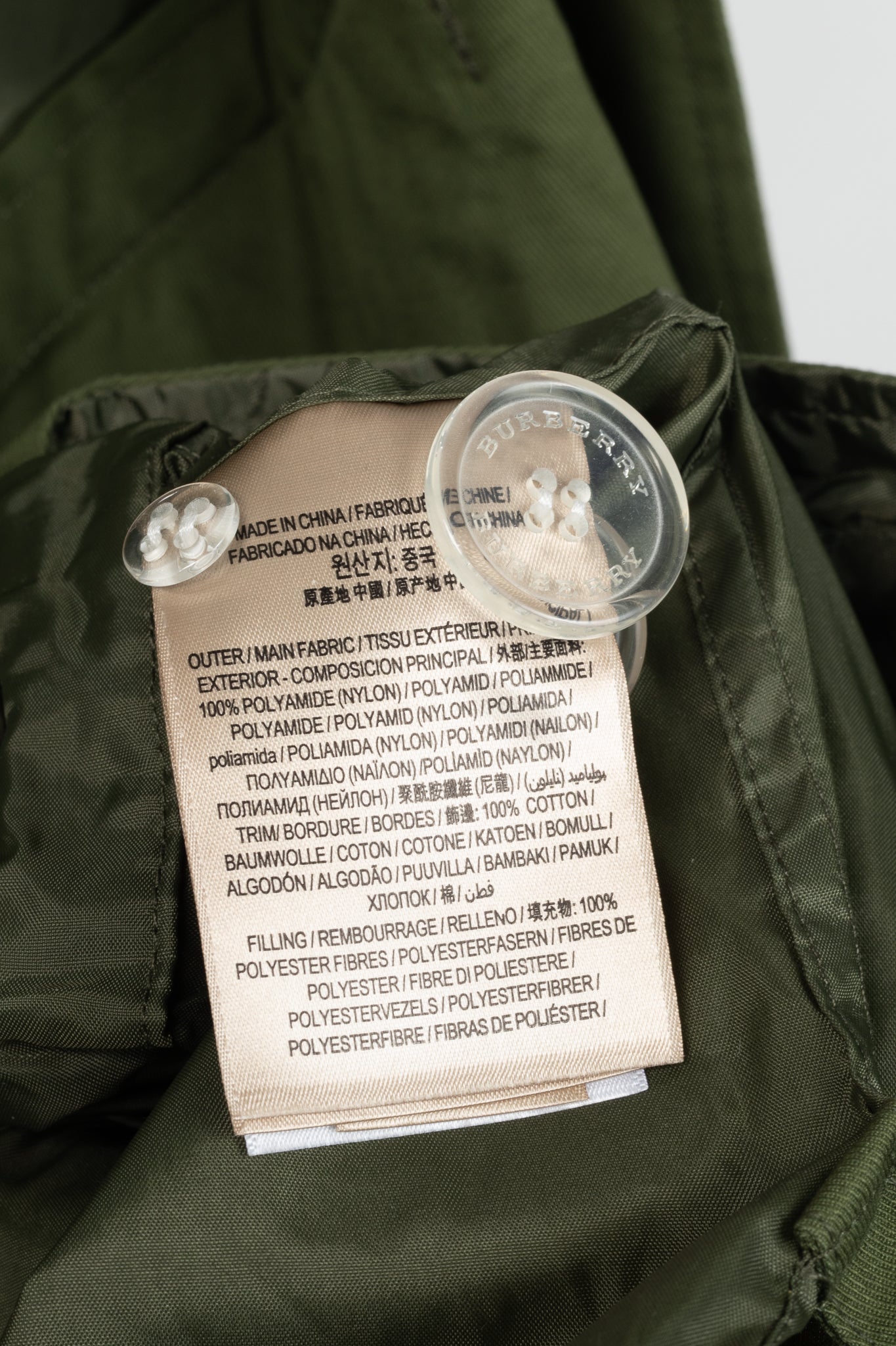 Burberry Green Tape Detail Showerproof Hooded Parka