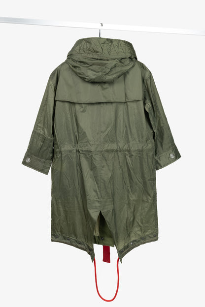 Burberry Green Tape Detail Showerproof Hooded Parka