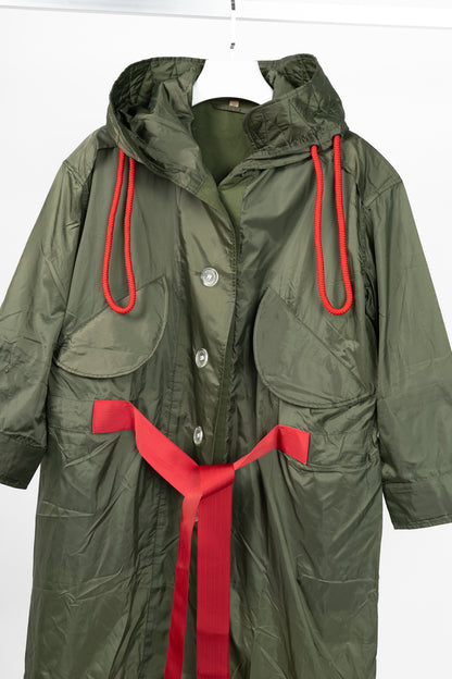 Burberry Green Tape Detail Showerproof Hooded Parka